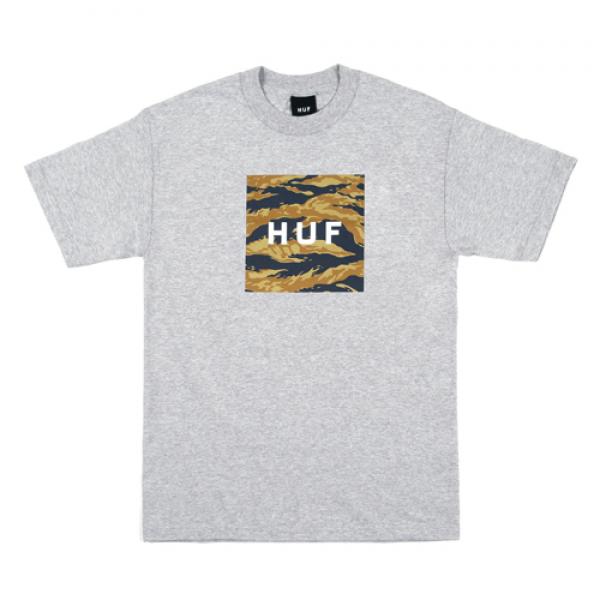 TIGER CAMO BOX LOGO TEE-GREY HEATHER